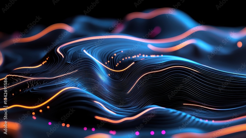Poster fractal lines background a vibrant abstract representation of topographic map patterns in digital ar