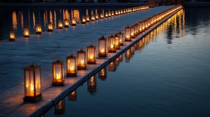 Pathway of Lanterns on Water.