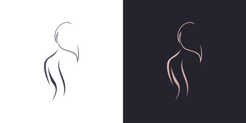 Woman body logo line shape female abstract drawing vector isolated