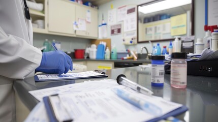 Obraz premium Medical Professional Examining Patient in Office Setting