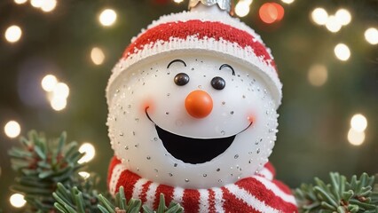 snowman on the background of the snow