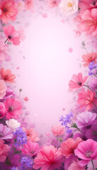 Lovely floral background featuring an array of colorful blossoms, ideal for greeting cards and invitations.