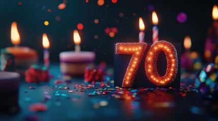 Seventieth Birthday Candle