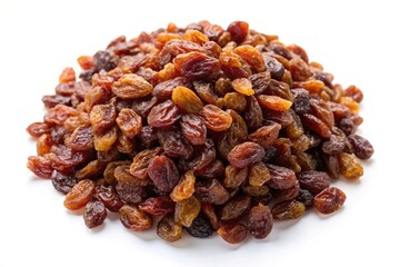 High angle view of heap dried raisins