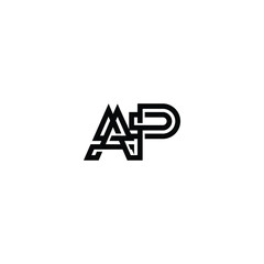 Obraz premium AP monogram logo design letter text name symbol monochrome logotype alphabet character simple logo