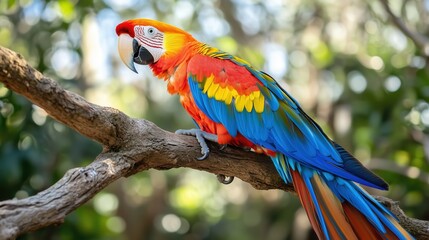Vibrant Macaw Parrot Perched on a Branch
