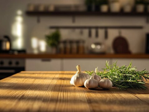 A bunch of garlic sitting on top of a wooden table