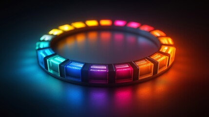 Glowing Circular Infographic with Colorful Segments