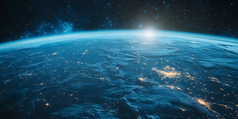 Fototapeta premium Earth illuminated by sun from space