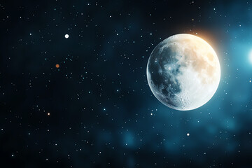 Fototapeta premium A stunning view of the moon and stars in a vast night sky capturing the beauty of space exploration