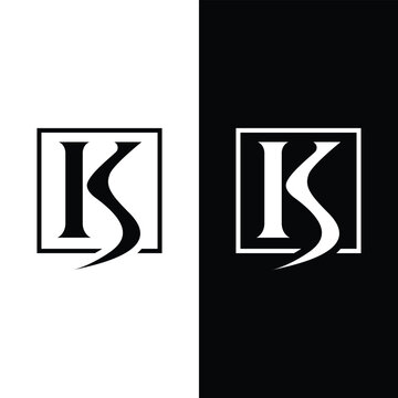 Initial Letter IKS, IS, SI, KI, IK With Rectangle Vector Logo Design Template