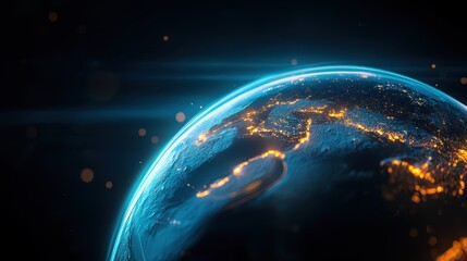 Obraz premium A Stunning View of the European Continent from Space Earth’s Nighttime Glow Captured from Above