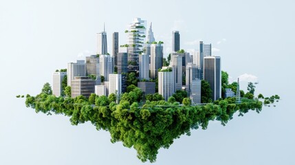 Obraz premium Transforming Urban Landscapes A Vision of City Skylines Evolving into Lush Green Cityscapes for Sustainable Living