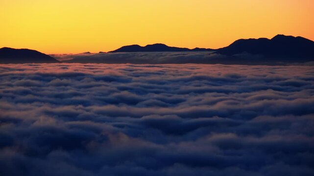sunset over the mountains, time lapse