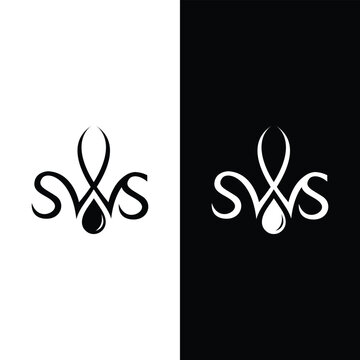 SWS with water drop Monogram, lettering logo