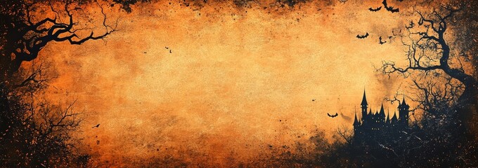Spooky Black and Orange Halloween Grunge Background with Copy Space for Text and Design Elements