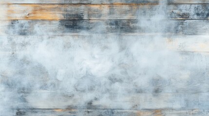 Obraz premium Wisps of ethereal smoke rise gently above an aged wooden surface, creating a mystical atmosphere that invites contemplation