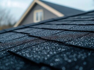 Close up of roof with house in background