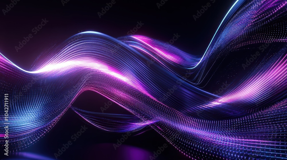 Poster dynamic abstract background with neon rays and glowing lines in motion for modern visuals