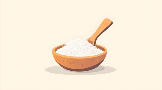 recommend clip art: Wooden Bowl of White Rice with Spoon