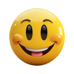 Fototapeta premium A vibrant yellow emoji with a big smile and its tongue playfully out, radiating happiness and joy. Perfect for conveying fun, amusement, and positivity in digital communications.