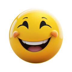 Fototapeta premium A vibrant yellow emoji with a big smile and its tongue playfully out, radiating happiness and joy. Perfect for conveying fun, amusement, and positivity in digital communications.