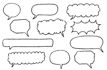 Hand drawn comic frame illustration monochrome set