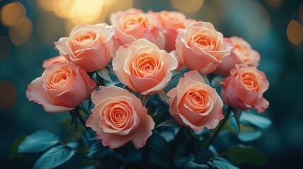 A Bouquet of Peach Roses