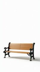 Wooden park bench isolated on white background for outdoor seating