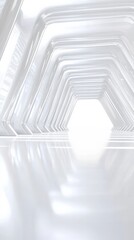 Obraz premium Exploring the Ethereal Depths of a Sleek White Architectural Passageway