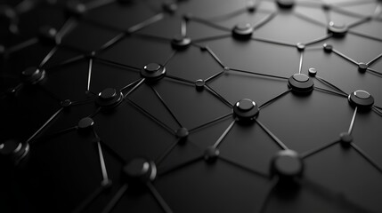 Abstract molecular structure on black background, captivating design for science and technology