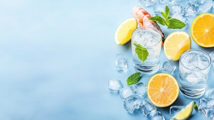 Cool and refreshing, collection of citrusinfused drinks with fresh mint ice