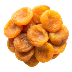 dried apricots top view isolated on transparent background