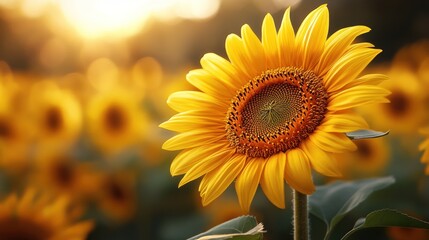 A Single Sunflower in a Field of Gold