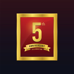 5 ear anniversary vector design with realistic golden gradient
