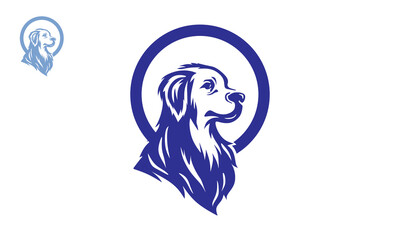 friendly dog in the circle logo, silhouette of great dog head vector illustrations