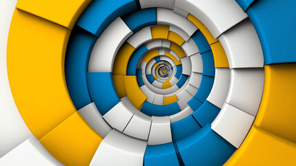 Obraz premium Dynamic spiral of colors a visual journey through abstract design elements in blue yellow and white