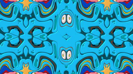 Colorful symmetrical abstract kaleidoscope background pattern for summer 
