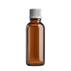 Fototapeta premium Transparent amber bottle with silver cap