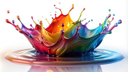 High gloss liquid splash in multicolored tones
