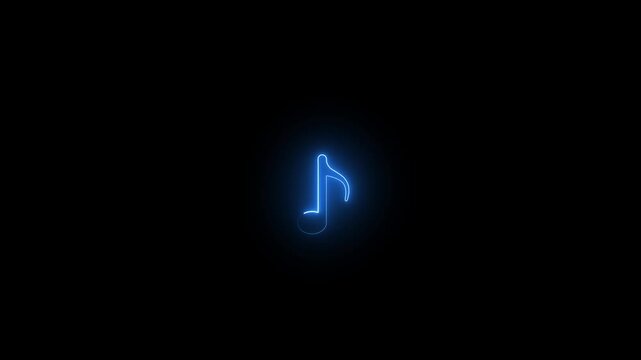 Neon music sign. Glowing neon effect music icon.Music sign. sound technology symbol.Glowing Music notes icon. Abstract Audio icon, melody. Disk and adj console.