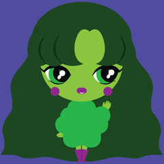 cute girl character, fancy costume girl