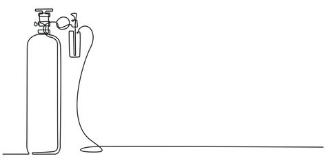 one continuous line drawing of hospital oxygen gas.one line drawing of medical oxygen gas tank.single line vector illustration.isolated white background
