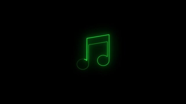 Neon music sign. Glowing neon effect music icon.Music sign. sound technology symbol.Glowing Music notes icon. Abstract Audio icon, melody. Disk and adj console.