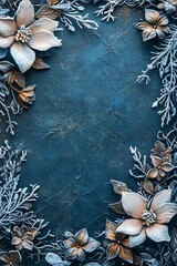 Elegant floral frame with frosted accents for stunning backgrounds and seasonal decor