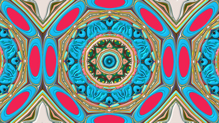 Colorful symmetrical abstract kaleidoscope background pattern for summer 