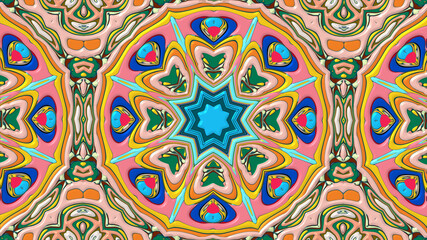 Colorful symmetrical abstract kaleidoscope background pattern for summer 