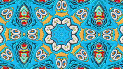 Colorful symmetrical abstract kaleidoscope background pattern for summer 
