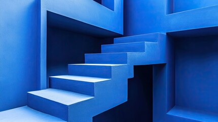 Obraz premium Vibrant Blue Architectural Steps and Walls