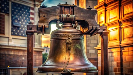 Fototapeta premium Historic Liberty Bell isolated on cut out background in extreme close-up